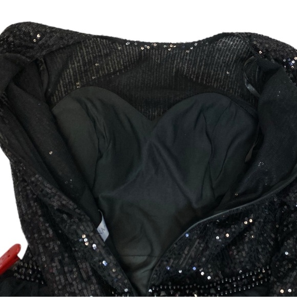 Mac Duggal long sleeve teired ruffle midi dress - Picture 10 of 15